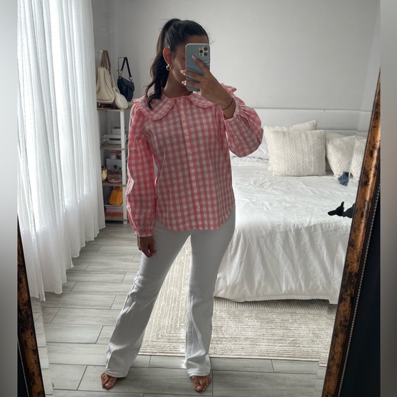 Who What Wear Tops - Who What Wear Pink & White Checkered Top